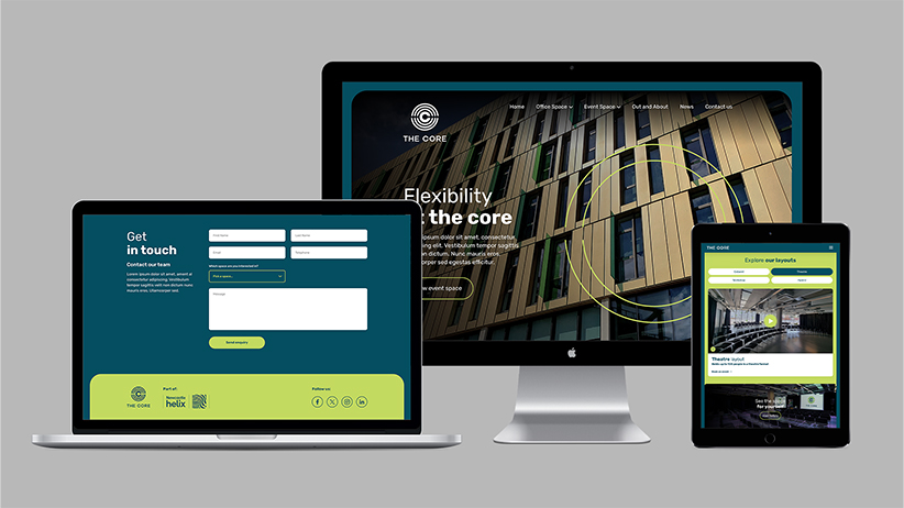 Showcase of The Core website on various devices